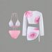 Women's Long Sleeved Outer Cover Swimsuit Two Piece Printed Tie up Bikini Four Piece Set Outerwear_ecoleips.com