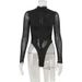 Women's Clothing Long Sleeve Street Sexy Mesh Splicing Tight Bodysuit_ecoleips.com