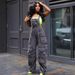 Women's Clothing Loose Denim Suspenders Fashion Multi Pocket Jumpsuit_ecoleips.com
