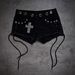 Y2K Summer Men's And Women's High Street Gothic Cross Rhinestone Design Trendy Niche Millennial Shorts_ecoleips.com