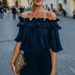 Women's Clothing Women's Flutter Sleeve Off-Shoulder Blouse In Soft Pink, Romantic Summer Casual Top_ecoleips.com