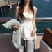 Summer New Women's Clothing European American Style Solid Color Patchwork Strapless Ruffle Slim Waist One Neck Dress_ecoleips.com