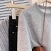 Gray No Hat Crew Neck Sweater Women's Spring And Autumn Autumn And Winter Shoulder Loose Pullover Long Sleeve New_ecoleips.com