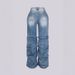 Women's Smoky Pleated Ripped Jeans Trousers Fashionable Denim Pants American Style_ecoleips.com