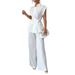Diyun European And American Elegant Style Shirt Short Sleeve Straight Pants Suit Women's Clothing 2025 Autumn/Winter_ecoleips.com