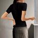 Women's Clothing New Short Sleeved Button Ribbed Slim Knitted Fir_ecoleips.com