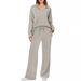 European And American 2024 Autumn Winter Fashion Casual Sports Long Sleeve V-neck Sweatshirt Wide-leg Pants_ecoleips.com