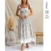 Women's Clothing Holiday Style Floral Waist Slim Fit Color Matching Sling Long Dress_ecoleips.com