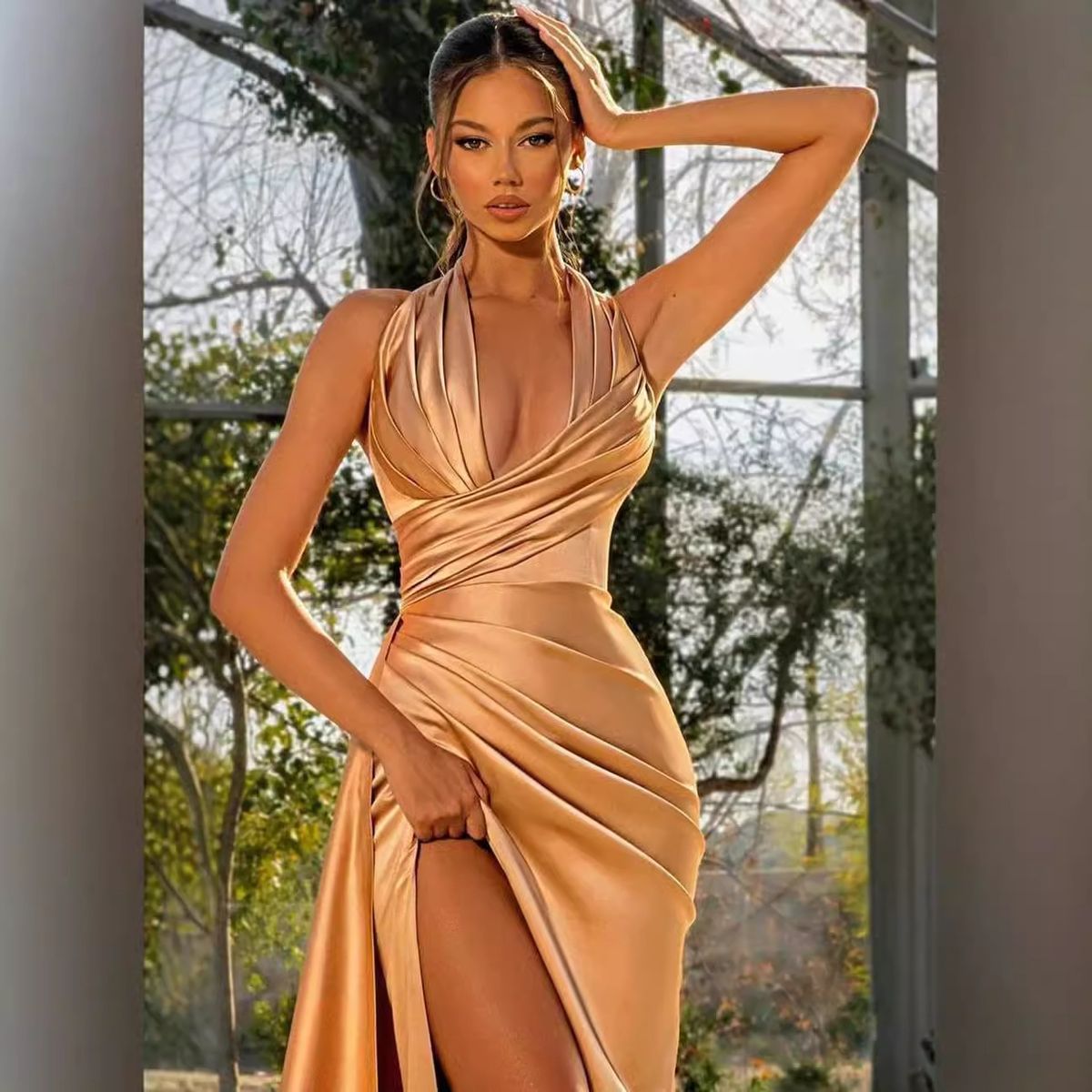 European and American fashion sexy women's dress new slim fit dance party host evening dress_ecoleips.com