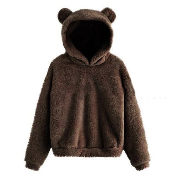 Women's Clothing autumn and winter new fluffy rabbit ears hooded warm sweater sweater_ecoleips.com