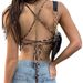 Trendy Leopard Print Sexy Backless Crisscross Strap Slim Cropped Inner Tank Top For Summer 2024_ecoleips.com