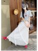 K White Lace Cake Skirt, Women's New High Waisted A-line Irregular Half Skirt, Mid Length Half Skirt_ecoleips.com