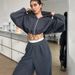 Voya Women's Two Piece Tracksuit Set – Pink Cropped Zip-Up Hoodie & Wide Leg Joggers, Casual Loungewear, EU Daily Active Wear_ecoleips.com