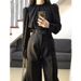 Early Autumn Outfit For Women 2026 New Style Cool Chic Black Shirt And Suit Pants High-end Fashion Two-piece Set_ecoleips.com