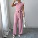 Diyun European And American Elegant Short-Sleeve T-Shirt Casual Long Pants Jumpsuit Women's Clothing 2025 Autumn/Winter_ecoleips.com