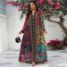 Elegant Embroidered Jalabiya Dress With Floral Print & Crystal Embellishments – Modest Long Sleeve Maxi Dress For Women, Middle Eastern Style Abaya_ecoleips.com