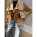 Vintage Barn Style Motorcycle Jacket For Women – Thickened Fur Lapel Windproof Coat For Riding & Casual (Beige/Black/Brown, S/M/L)_ecoleips.com