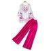 Women's Commuter Style Two Piece Set Printed Bell Sleeve Top And High Waisted Wide Leg Pants Relaxed Elegant Autumn Outfit_ecoleips.com