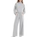 Women's Stylish Two-Piece Lounge Set - Zip-Up Tracksuit With Contrast Stripes & Wide-Leg Joggers For Travel & Workout_ecoleips.com