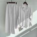 Women's Clothing Spring And Autumn Shirt Set Large Size Women High Waist Loose Wide Leg Pants Temperament Two Piece Set_ecoleips.com