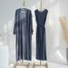 2025 Muslim Long Sleeve Coat Round Neck Sleeveless Dress Cotton Linen Robe Set_ecoleips.com
