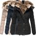 Women's Winter Warm Faux Fur Trim Hooded Coat With Zip-Up Long Sleeve Slim Fit Padded Jacket – W128 (Pink, Red, Black, Blue, Army Green, Beige)_ecoleips.com