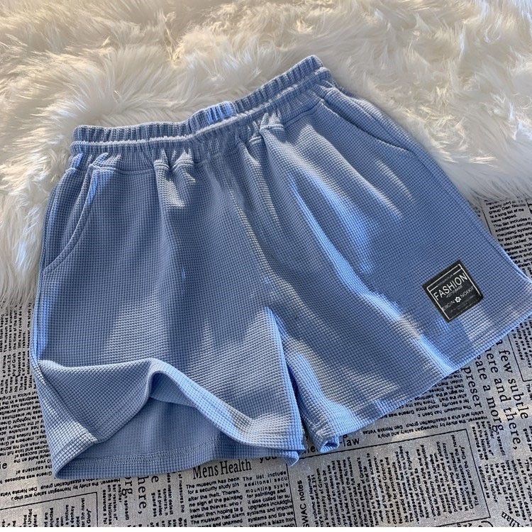 Women's Clothing Women's Three Quarter Length Waffle Knit Casual Sports Shorts Comfortable Loose Fit Summer Outerwear Home Sleep Pants With Pocket_ecoleips.com