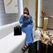 Cross-Border European And American Women's Denim Fashion Casual Long Sleeve Lapel Pocket Top Lace-Up Straight-Leg Pants_ecoleips.com