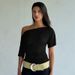 European And American Ins-style Women's Summer New Fashion Streetwear Solid Color Off-shoulder Short-sleeve Ruched Waist_ecoleips.com