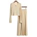 Gold Thread Women's Fashion Two Piece Set round Neck Long Sleeved Top And Elastic Waist Long Skirt Hot Selling_ecoleips.com