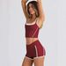 New Cross-border Set: Halter Neck, Contrasting Color Tank Top High-waisted Shorts, Sporty Casual Two-piece Set,_ecoleips.com