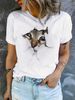 European And American Cross-border Foreign Trade Wholesale Clothing Cute Cartoon Cat Round-neck Plus-size Short-sleeve_ecoleips.com