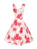 Cross-border Foreign Trade 1950s Retro Cocktail Party Ball Sleeveless Homecoming Summer Printed Button A-line Dress_ecoleips.com