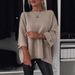 Women's Clothing New Solid Color Round Neck Mid Sleeve Knitted Casual Tops_ecoleips.com