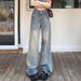American Retro Distressed Wide-leg Pants With A Vintage Look, New Spring-summer High-waisted Loose Slimming Floor-length_ecoleips.com