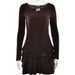 Absobe Layered Ruffle Mini Dress Women Crew Neck Patchwork Bow Frill Long Sleeve Solid Slim Hem Short Dress Street Partywear_ecoleips.com