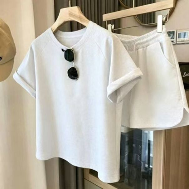 Women's Summer Sports Shorts Two Piece Set Casual Loose Fit Student Fashion Cross Border E-commerce Wholesale_ecoleips.com