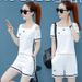 Women's Fashion Sports Set Short Sleeve Shorts Two-Piece Loose Plus Size Casual Wear Summer New Off-Shoulder Trendy_ecoleips.com