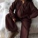 Women's Casual Long Sleeve Hooded Sports Cardigan Pants Two-piece Set Spring And Autumn Women's Cotton Sweater_ecoleips.com