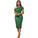 Asymmetric Bow-Sleeve Jacquard Bodycon Dress – Stretch Polyester Cocktail-to-Gala Midi (S-4XL, Emerald/Black/Terracotta)_ecoleips.com