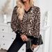 Women's Long Sleeve V-Neck Leopard Print T-Shirt - Soft Milk Silk Blend, Comfortable & Stylish Casual Top For Spring & Summer_ecoleips.com