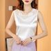 Women's Camisole With Lace, Elegant, Plus-size, Wide-strap, Loose-fitting, Suitable For Outerwear, Tummy-concealing, To_ecoleips.com