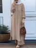 h707#Muslim Clothing Two-Piece Spring Autumn New Women's Sleeve Shirt And Long Pants Set_ecoleips.com