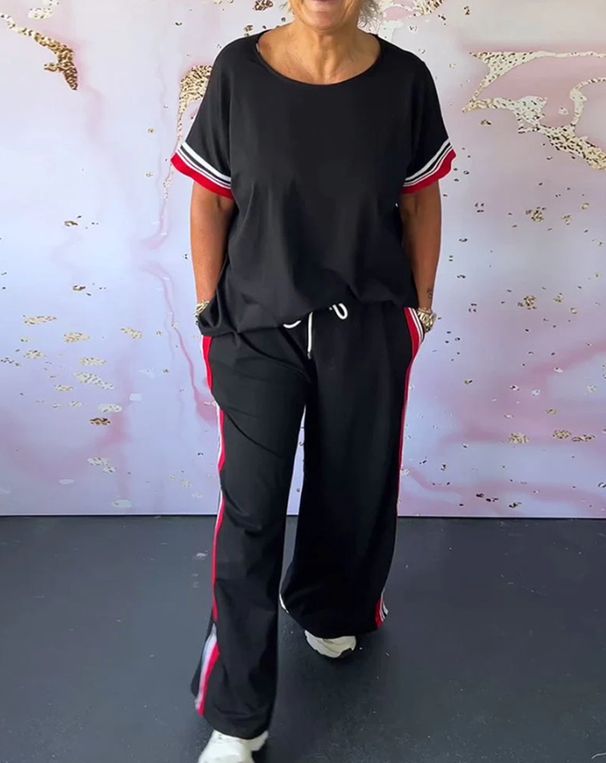 Women's Clothing Fashion Round Neck Short Sleeved Sports Leisure Suit_ecoleips.com