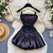 Women's Sweet Floral Print Strapless Dress Style High Waist Slimming Puffy Tulip Skirt White Summer Elegant_ecoleips.com