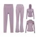 Women's Four Piece Set Sportswear Hooded Jacket Slim Fit Outerwear Elastic Sports Jacket Flared Pants Cropped Pants_ecoleips.com