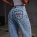 Exclusive For Cross-border Sales 2026 American Retro Low-waist Wide-leg Women's Jeans With Back Pocket Bow Embroidery,_ecoleips.com