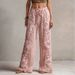 Elegant 3D Floral Print Straight Leg Women's Trousers Casual England Style Polyester Summer Pants Regular Fit_ecoleips.com