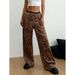 2026 Autumn New Leopard Print Velvet Wide-leg Pants For Women, Elastic Drawstring Waist Drape Cool Sa Spice Girl Style Trousers_ecoleips.com
