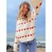 Sweet And Lovely Heart-Shaped Two-Color Jacquard Contrasting Round-Neck Long-Sleeved Sweater Pullover For Autumn And Win_ecoleips.com